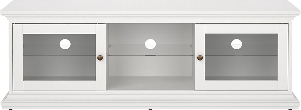 Tvilum Venedig TV-meubel 2 glazen deuren en 1 glazen legger wit.