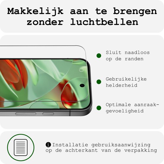 Étui pour Google Pixel 9 Pro XL - Étui à rabat avec 2 films de protection d'écran - Étui pour Google Pixel 9 Pro XL - Zwart