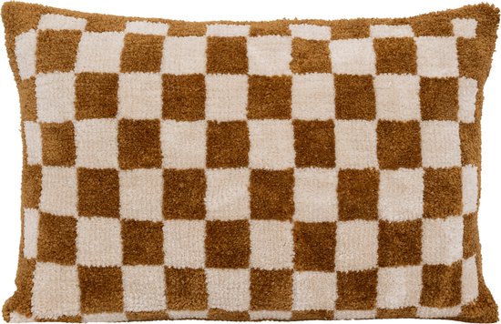 Coussin damier Atmosphera / Sierkussen - 38x58cm - Ocre