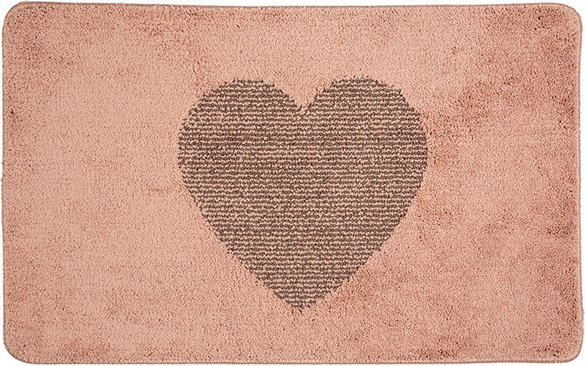 Badmat 78x48x1 cm Roze Polyester Hart