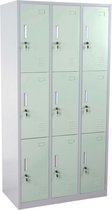 Kluisje Boston T829, kluisje, kluis, metalen kast met 9 vakken ~ groen