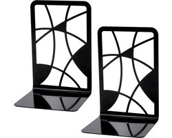 1 paar boekensteunen, metalen boekensteunen, boekenorganizer, antislip, krasbestendig, roestvrij boekensteunen, uniek ontwerp, geschikt voor kinderen, volwassenen voor gebruik thuis, op kantoor, in de bibliotheek - vierkante zwarte textuur