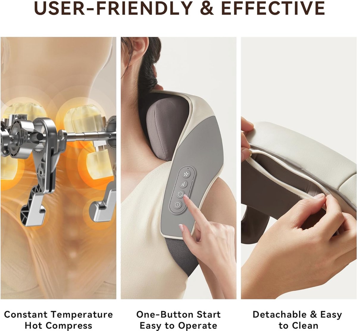 Mini Shiatsu Nekmassageapparaat met Warmte - Elektrische Massager voor Nek, Rug en Schouders - Diepweefsel Pijnverlichting — cadeau in Verzorging - foto 6