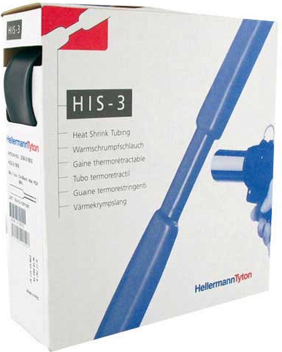 HellermannTyton krimpkous 3:1 dispenserbox - 18/6 zwarte rol - 4 Meter