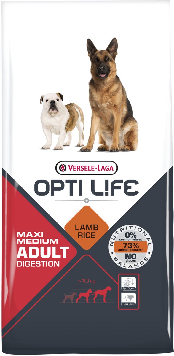 Opti Life Opti Life Adult Digestion Medium-Maxi - Hondenvoer - 12,5 kg Promo
