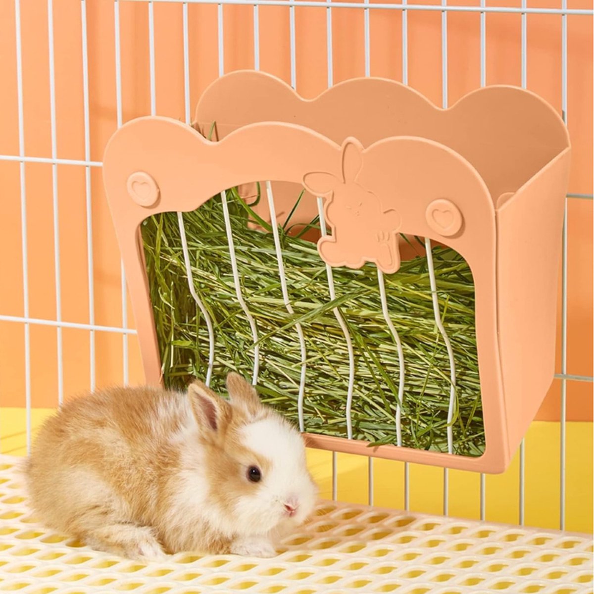 Konijnenhooivoeder – Hangend Hooirek Voor Kleine Dieren – Konijn – Dwergkonijn – Cavia (Roze)