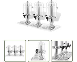 The Living Store Drievoudige sapdispenser roestvrij staal 3x8 L - Sapdispenser - Drinkdispenser - Party Essentials - Cocktailparty - Barbecue