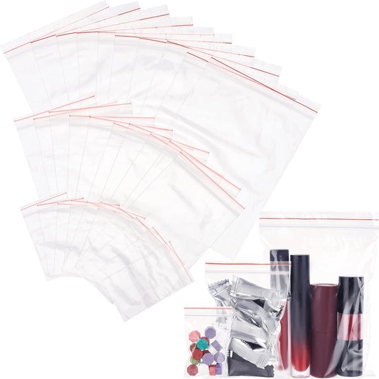 HongChelle 20 stuks 40 x 60 cm ritssluitingszakken, herbruikbare doorzichtige zakken voor kleding, plastic waterdichte bagageorganizer, geschikt voor reizen, school, verhuizen, thuisopslag. (zonder