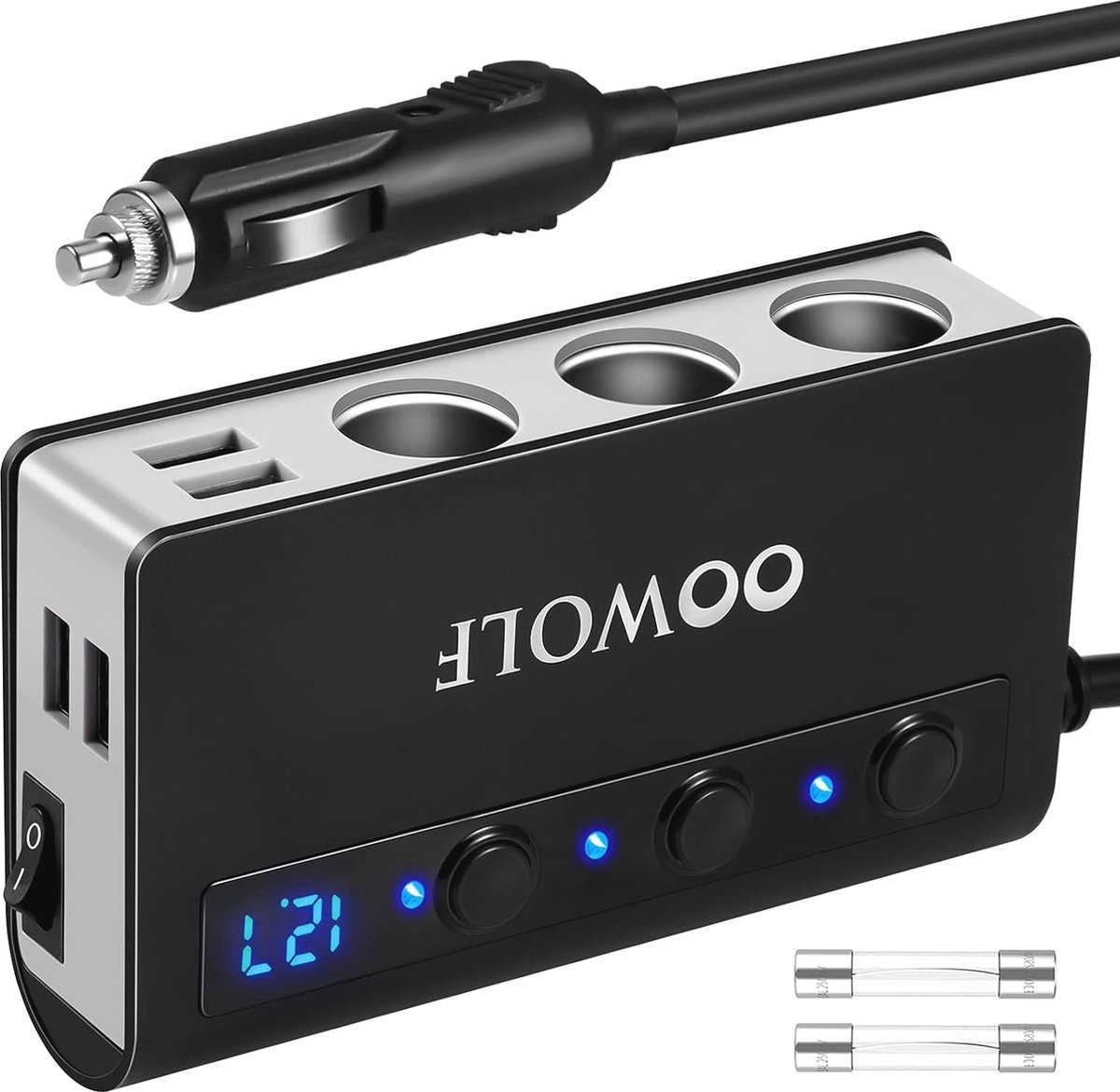 Goedkoopste Sigarettenaansteker Splitter met 3 DC Stopcontacten en 4 USB Poorten - Snelle Oplader voor Smartphone, Tablet en GPS