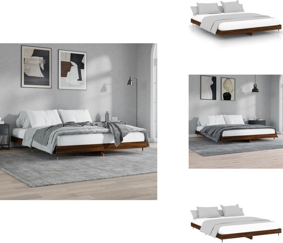 Bedframe zonder matras bewerkt hout bruin eikenkleur 100x200 cm kopen Bedframe zonder matras bewerkt hout bruin eikenkleur 100x200 cm kopen