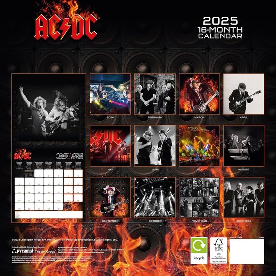 Calendario 30x30 ac/dc 2025 pyramid - Wandkalender met rockthema ...