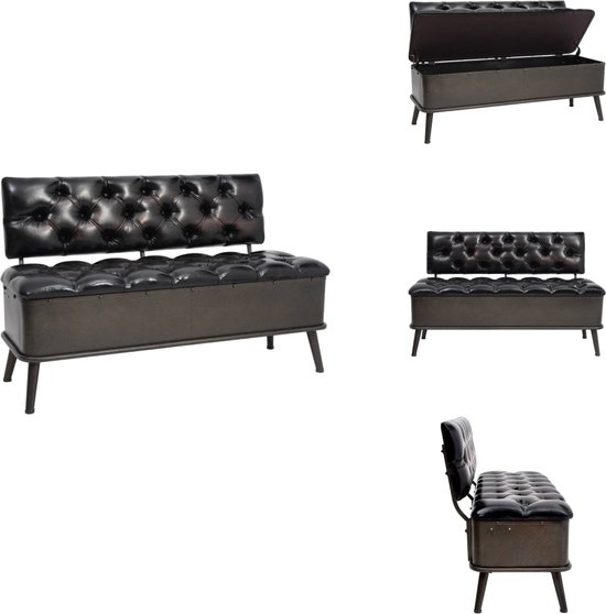 Banc de rangement vidaXL avec dossier 110 cm similicuir noir - Banc de rangement - Bancs de rangement - Coffre de rangement