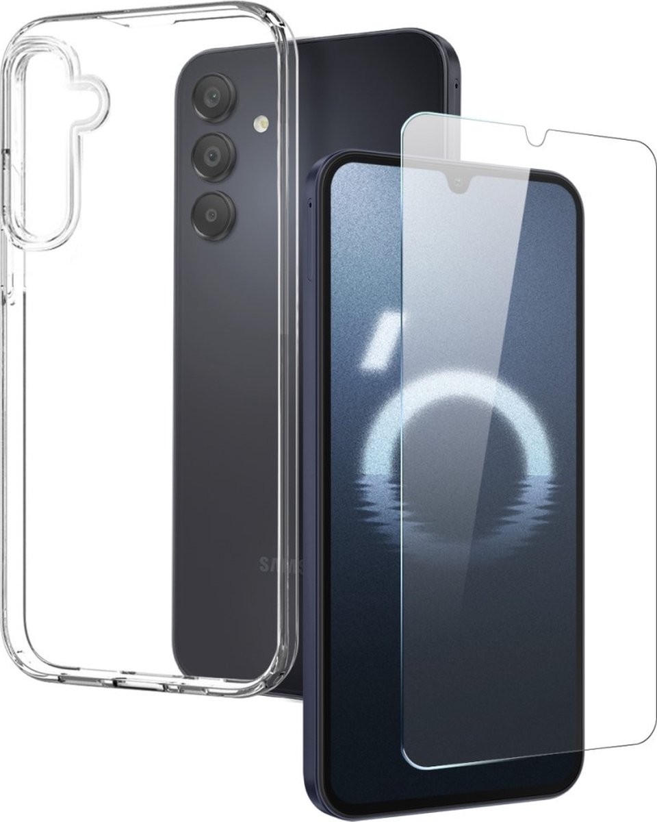 NORTHJO Hoesje - Geschikt voor Samsung Galaxy A16 Hoesje - NORTHJO 2-in-1 CombiDeal - Transparant TPU Hoesje met Glazen Screen Protector - Transparant