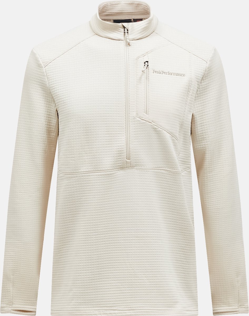 PEAK PERFORMANCE TRAIL GRID FLEECE HALF ZIP MEN Sand fog Wit