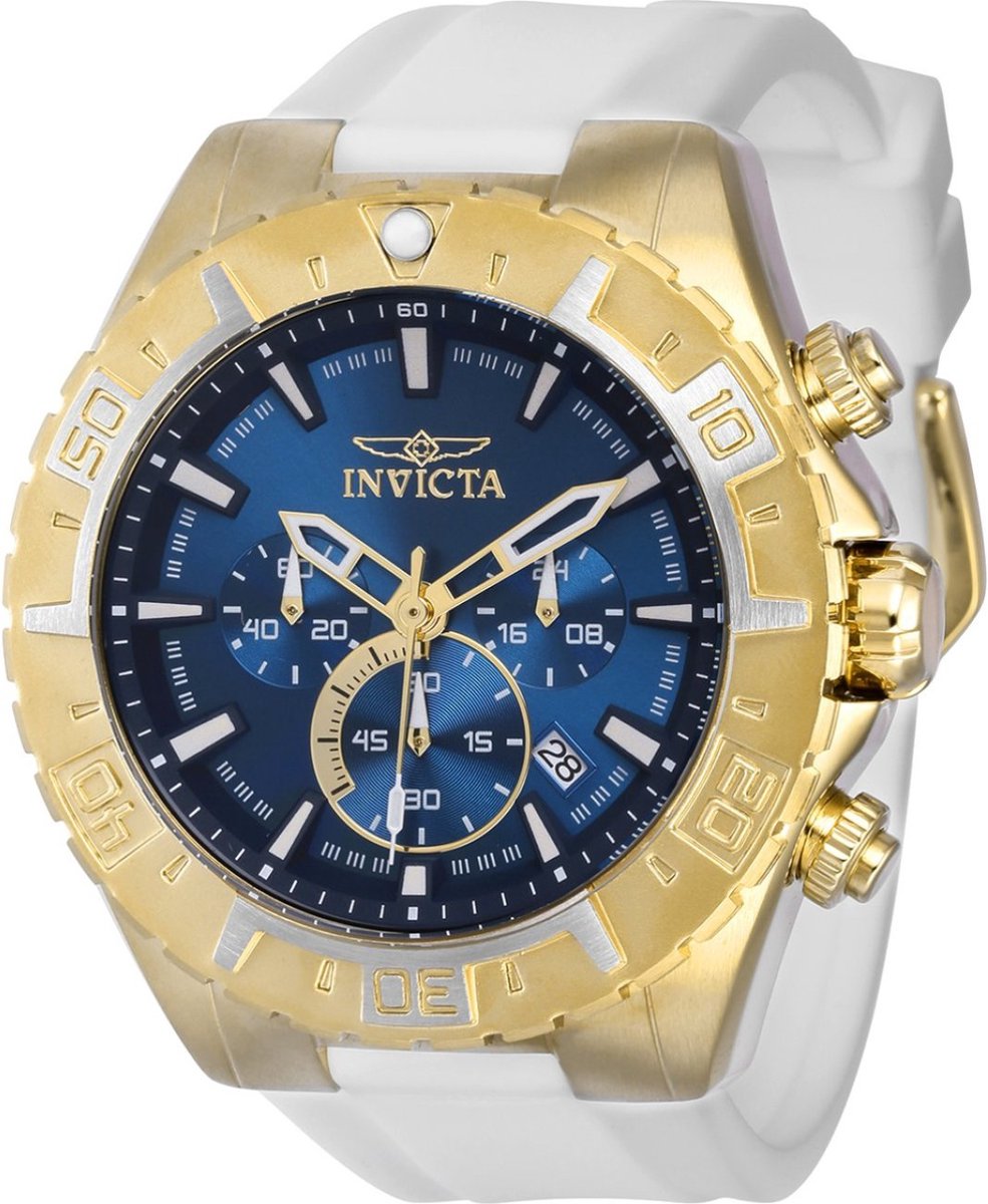 Invicta Aviator 37800 Heren Horloge - Waterdicht - Analoog - Quartz Uurwerk - Roestvrij Staal met blauwe Wijzerplaat - 49mm