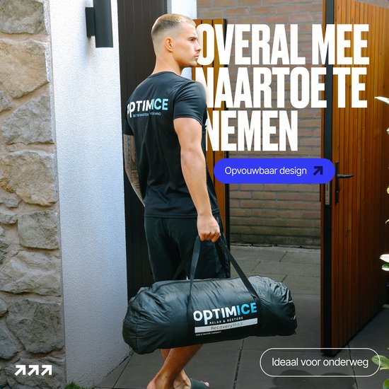 OPTIMICE IJsbad All in Pakket - Inclusief Koelelementen, E-Books (Koudwater Therapie, Meditatie, Ademhaling), Thermometer & Draagtas - Zitbad - Wim Hof - Ice Bath - Opvouwbaar en Inklapbaar