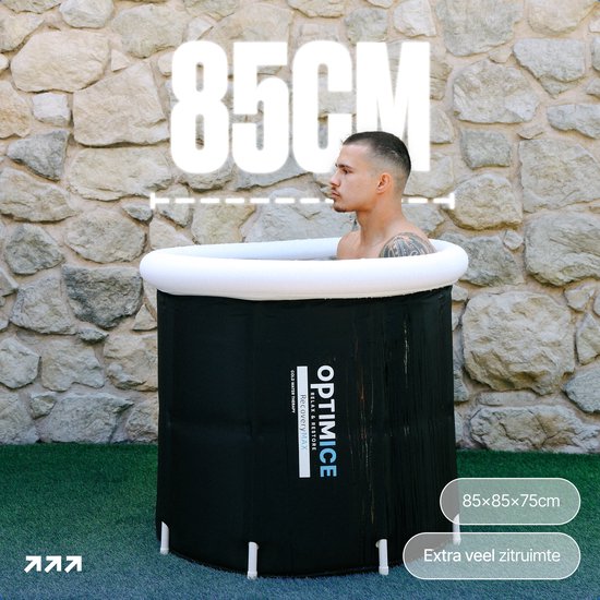 OPTIMICE IJsbad All in Pakket - Inclusief Koelelementen, E-Books (Koudwater Therapie, Meditatie, Ademhaling), Thermometer & Draagtas - Zitbad - Wim Hof - Ice Bath - Opvouwbaar en Inklapbaar