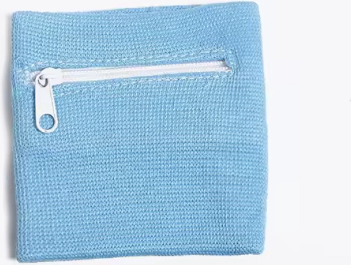 CHPN - Polsbandje met rits - Polsband met opbergzakje - Zweetbandje met Rits - Voor Sport en Fitness - Sleutelzakje - 8 x 8 CM - Blauw - Festivaltasje - Festival polsband