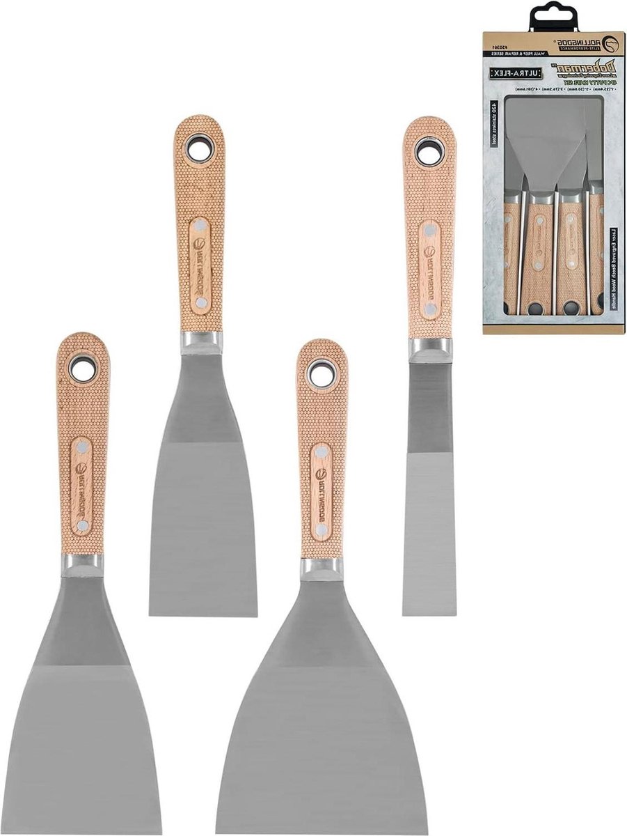 Elite Performance Tapingmes 203 cm - roestvrijstalen mes - beukenhouten handvat - gladstrijken - bevederen compound op muren
