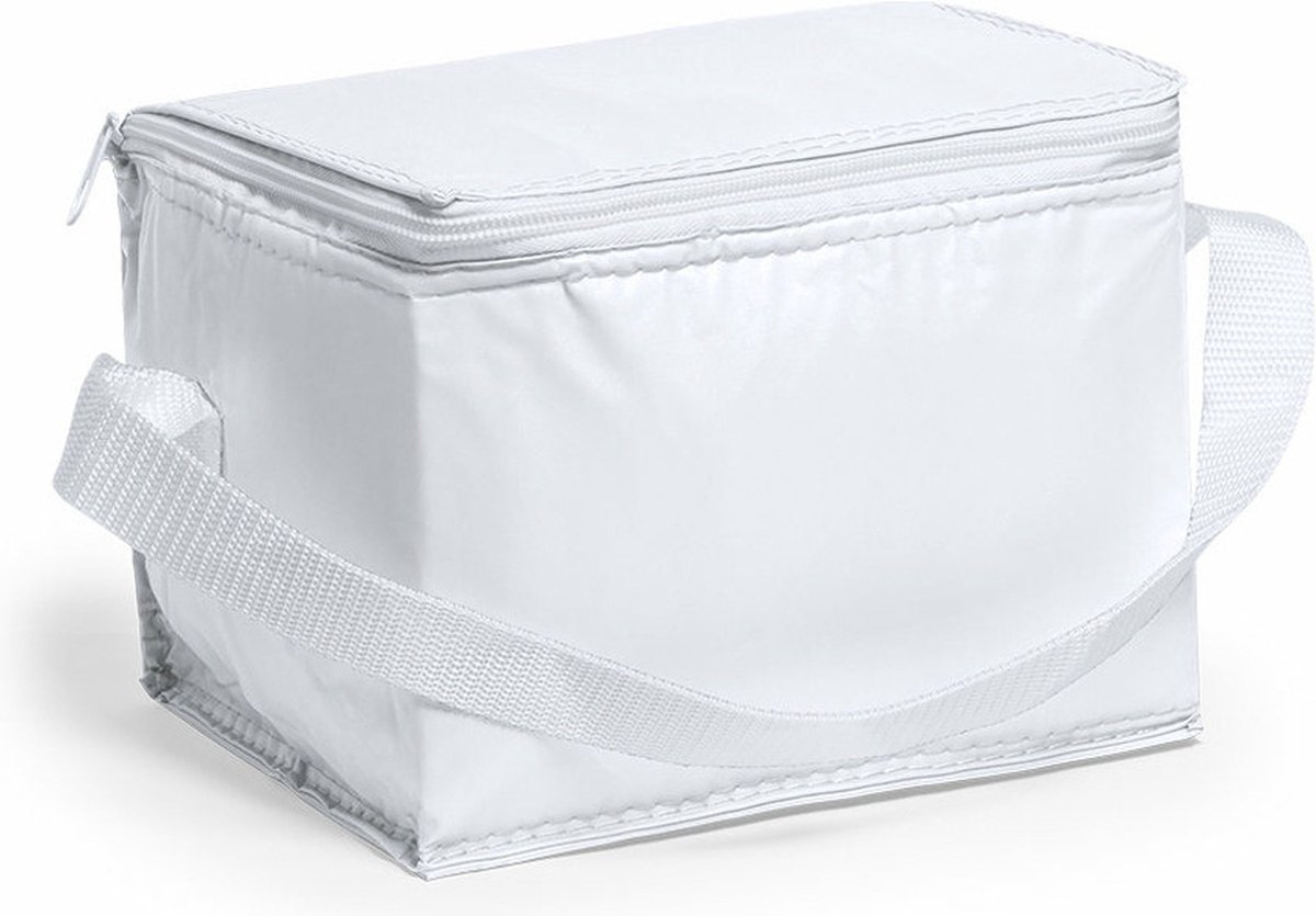 Mini koeltas wit - PVC - voor 6 blikjes - sixpack - 3,2 liter - 21 x 15 x 15 cm - lunchtasjes