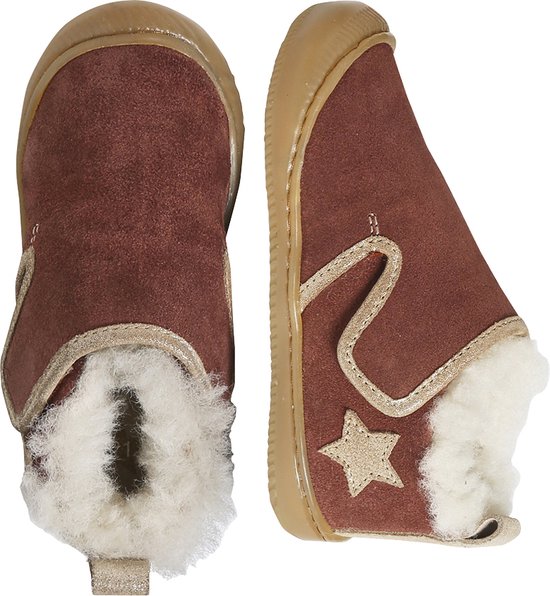 Vertbaudet Chaussons fourrés scratchés bébé en cuir souple