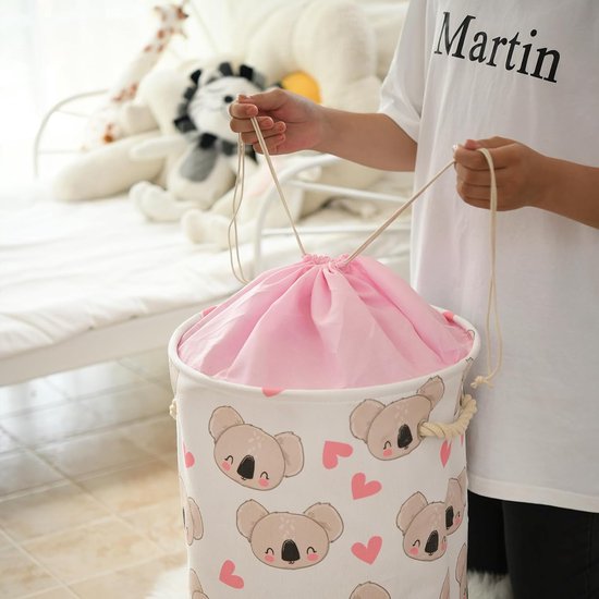 Wasmand van netstof, energiemanden, opvouwbaar, speelgoedmand, organizer voor slaapkamer, reizen, familie (grijs