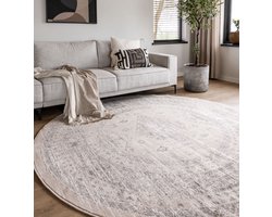 Rond vintage vloerkleed Aila Zand/Beige - Rond 160 Ø - (M)