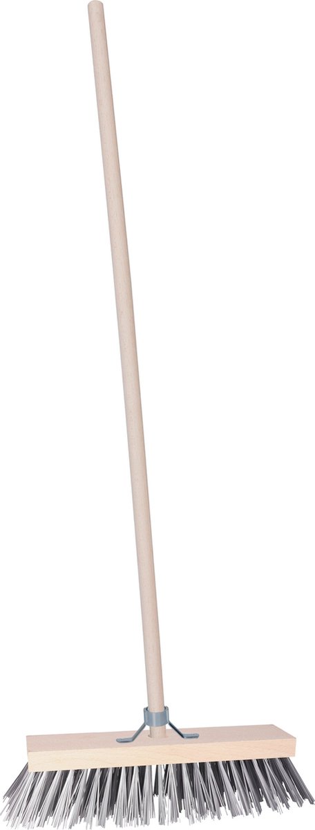 Goedkoopste Straatbezem/buitenbezem - Leo - hout/staaldraad - 129 cm steel - 30 cm bezemkop - met stokhouder
