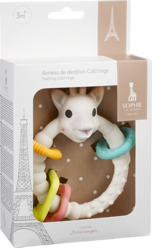 Sophie de giraf Colo'rings - Bijtring - Babyspeelgoed - Kraamcadeau - Babyshower cadeau - 100% natuurlijk rubber - In wit geschenkdoosje - Vanaf 0 maanden van Sophie de Giraf. — afbeelding 5