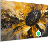 Zonnebloem poster - Plant muurdecoratie - Posters Spatten - Muurdecoratie modern - Woonkamer posters - Kunst aan de muur poster 120x80 cm