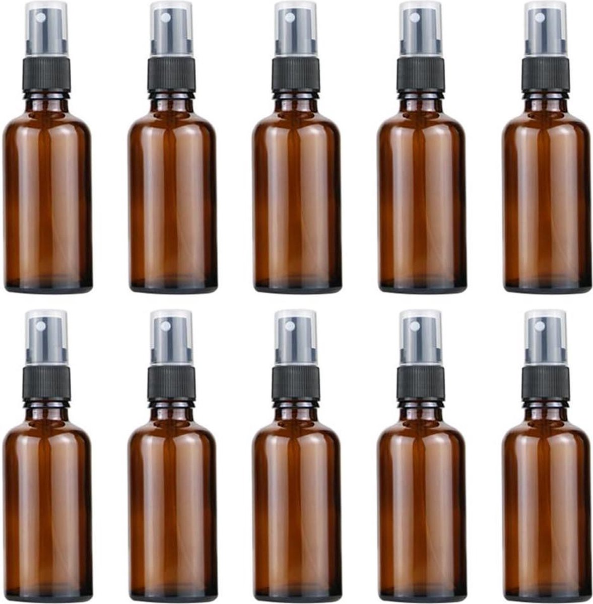Image of 100 ml lege amber glazen spuitfles - fijne mist - herbruikbaar - navulbaar - voor reizen - 10 stuks