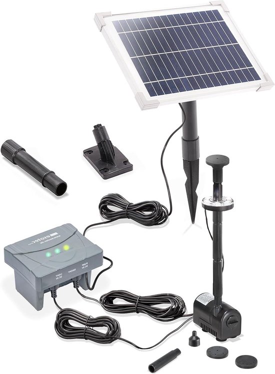 esotec LiFePo4 101023 Solar Pond Pump with Filter 6/220 LED Sprinkler