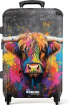 NoBoringSuitcases.com® - Grande valise Le highlander écossais en tant qu'art du graffiti - Bagage - Valise de voyage - Valise chariot - Valises 67cm