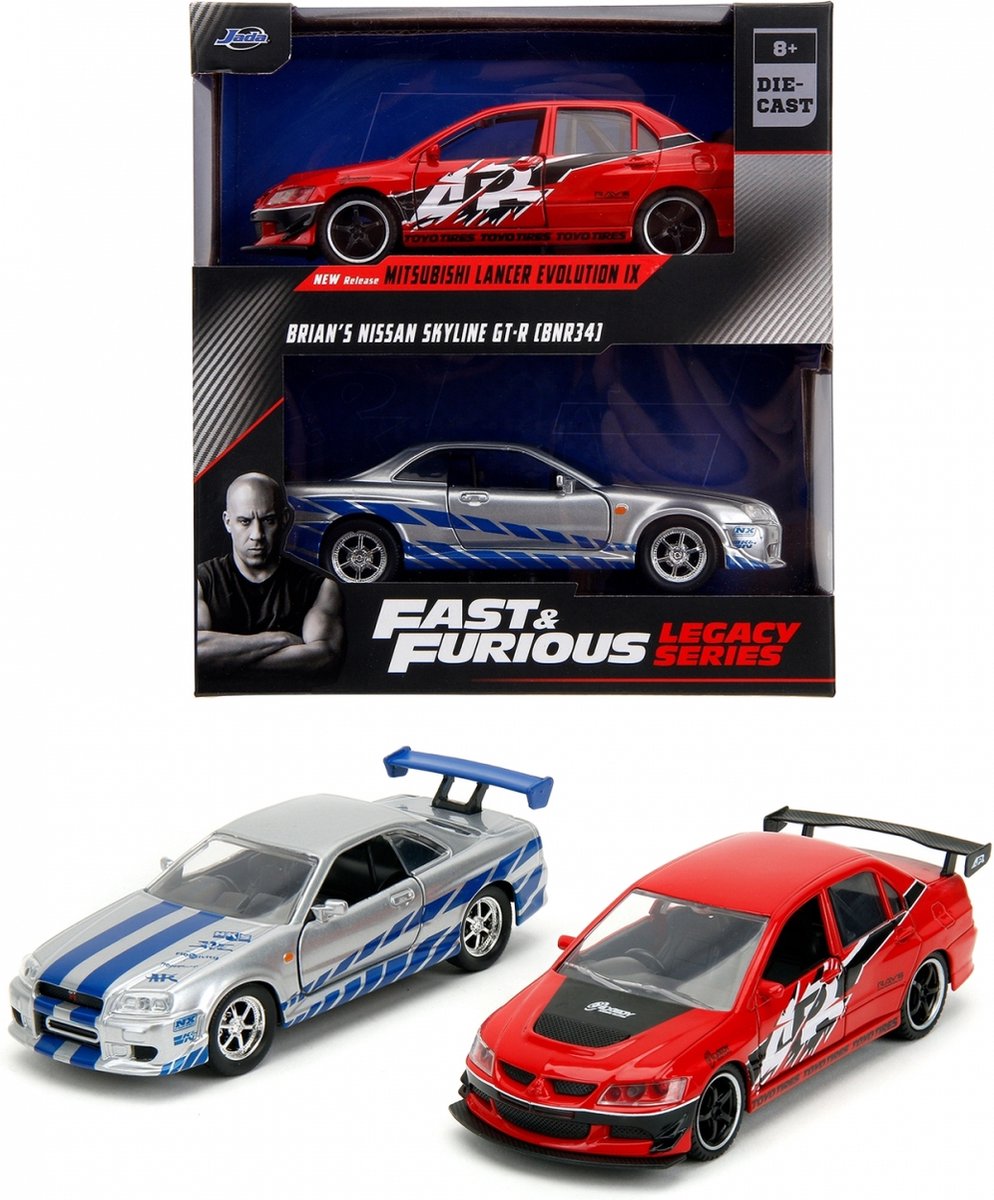 Fast and Furious duo pack 1:32 Mitsubishi Lancer Evo + Nissan Skyline R34 GTR