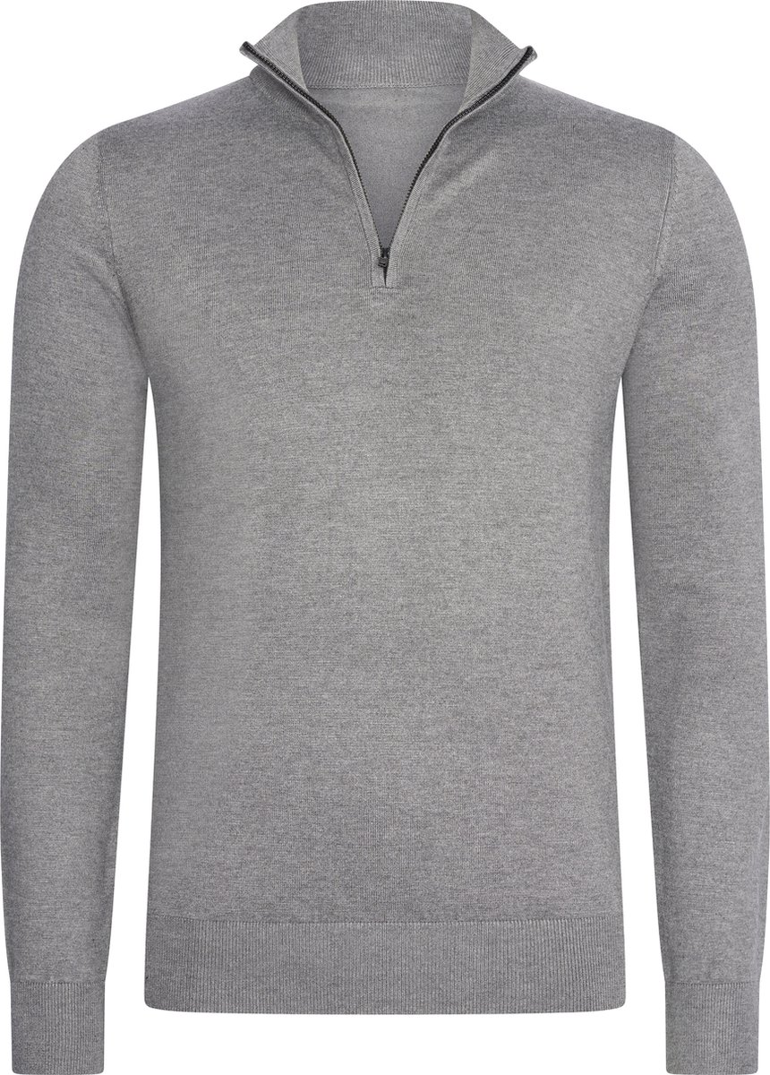 Mario Russo Half Zip Sweater - Trui Heren - Sweater Heren - Coltrui Heren - Antraciet - XL