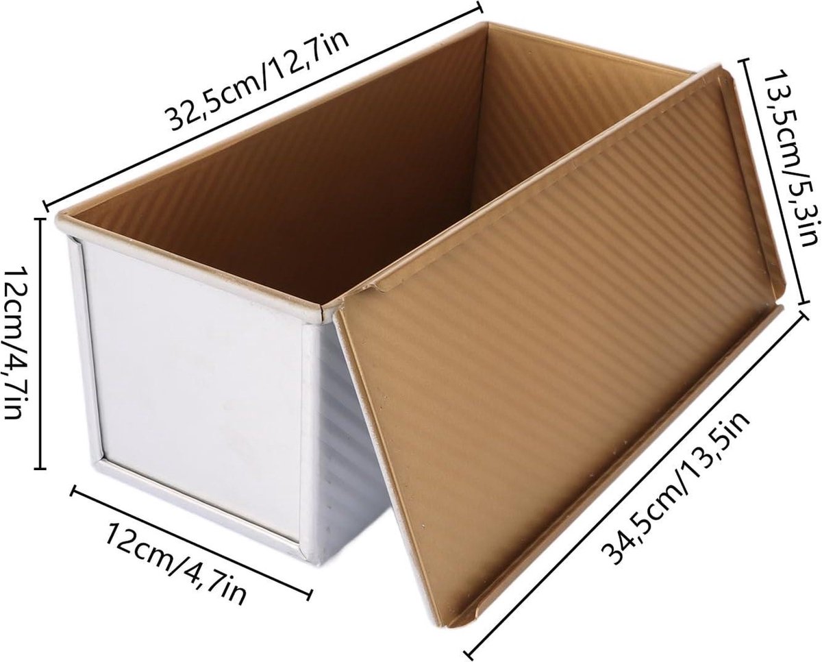 AXIM Grand Size Broodpan met deksel, non-stick toast box, broodpan met schuifdeksel, Pullman broodvorm voor het bakken van 1000 gram deeg