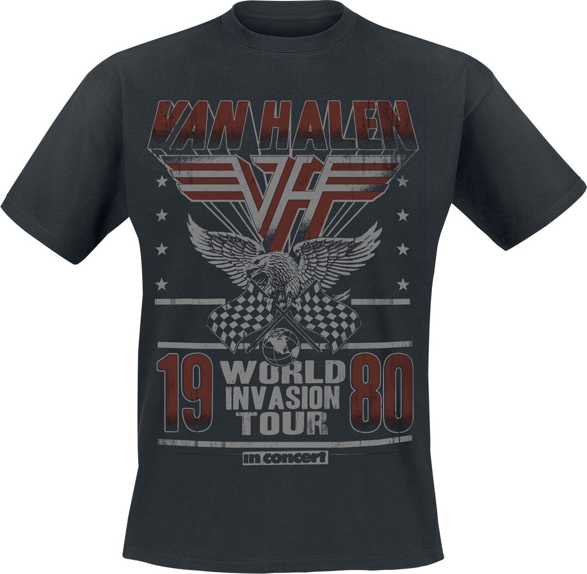 Van Halen World Invasion Tour 1980 Heren T-shirt - zwart - S