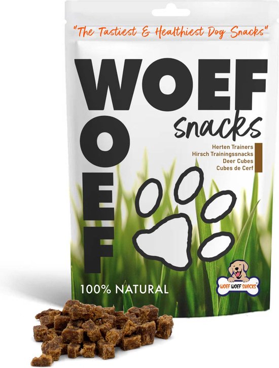 Woef Woef Snacks Hondensnacks Herten Trainers - 1.00 KG - Trainingssnacks Hondensnoepjes - Gedroogd vlees - Hert - vanaf 2 maanden - Geen toevoegingen
