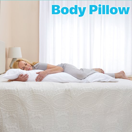 Ondersteunend Lichaamskussen + 1x katoenen kussensloop - 45 x 145cm - Zand - Body Pillow - Zwangerschapskussen - Body Pillow - Lichaamskussen - Voedingskussen - Zijslaapkussen - Sluimerrol - Afneembaar hoes premium body pillow lichaamskussen van Sluimer. — afbeelding 4