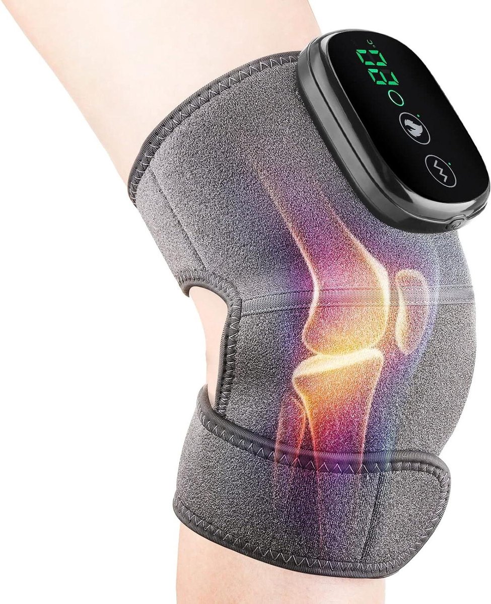 Draadloos Verwarmd Knie Massageapparaat met Trilling en Warmtefuncties