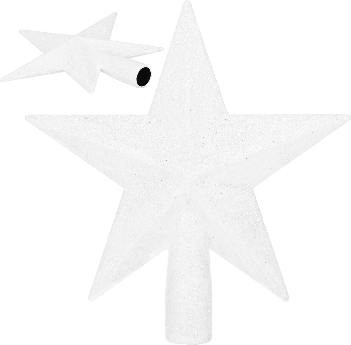 Springos Kerstboom Piek | Glitter | Ster | 15 cm | Wit