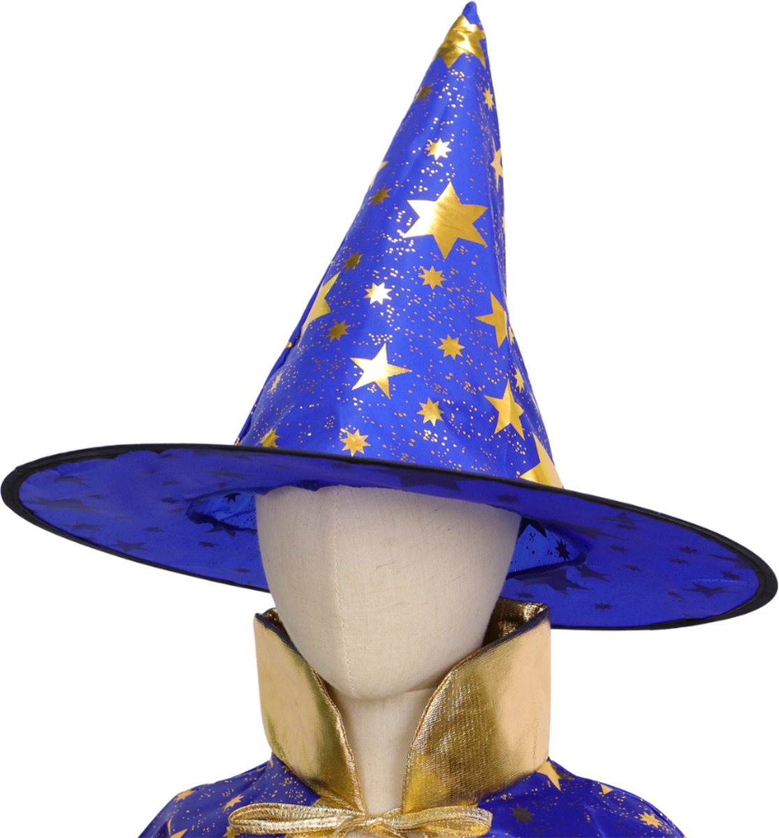 Joya Kids® Tovenaars Cape en Hoed Blauw | Halloween Verkleedset als Tovenaar | Verkleedkleding | Cape en Muts set Merlijn | Blauw — afbeelding 11