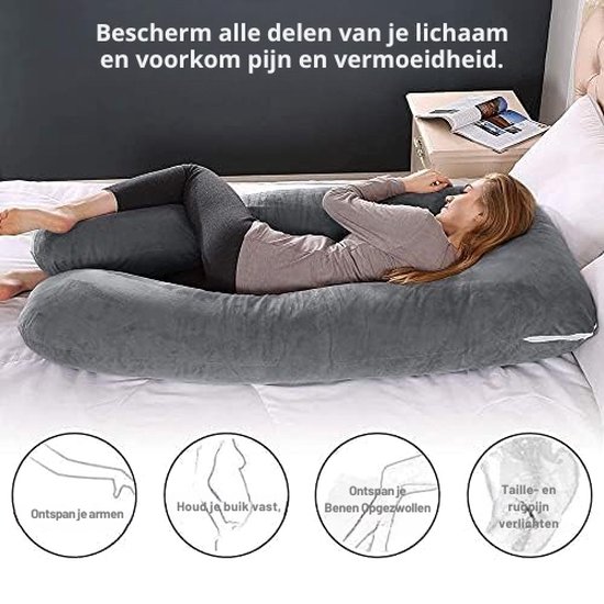 Wndy's Dream® Zwangershapskussen - Lichaamskussen - Kussen Voor Zwangere Vrouwen - Kussen - Kussens - Zwangerschapskussens - Zwangerschapskussen XXL - Zwangerschapskussen U Vorm - Zwangerschapskussen Snoozzz - Zwangerschapskussen Extra Groot van Wndy's Dream — afbeelding 4