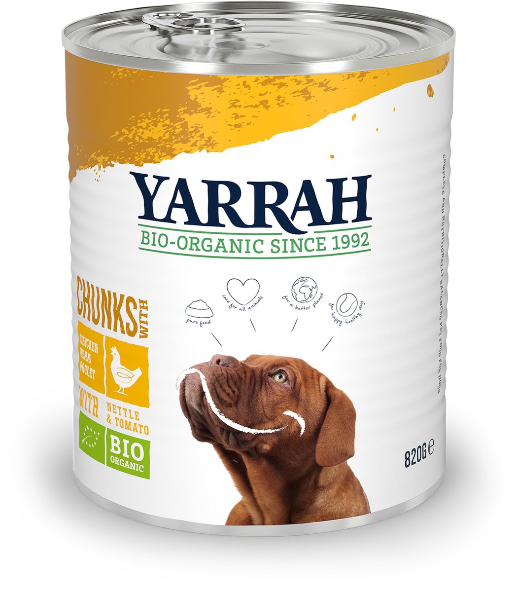 Yarrah Yarrah Bio Blik Brokjes In Saus - Hondenvoer - Kip 820 g