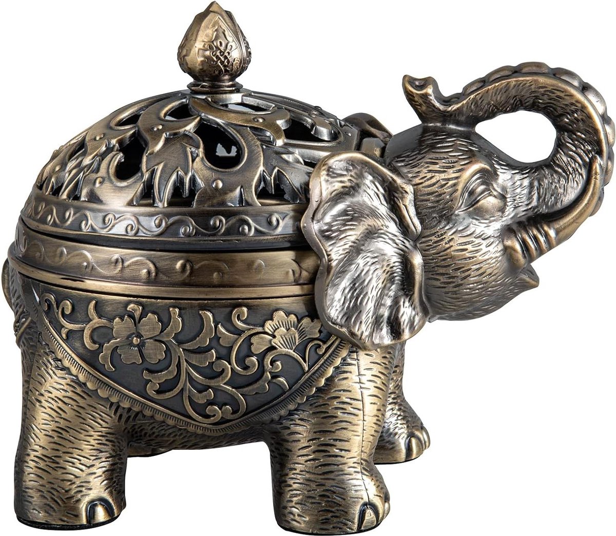 Vintage Wierook Brander Olifant Vorm - Metaal - Insence Brander - Aromatherapie - Spa - Yoga - Slaapkamer wierookbrander met zeef