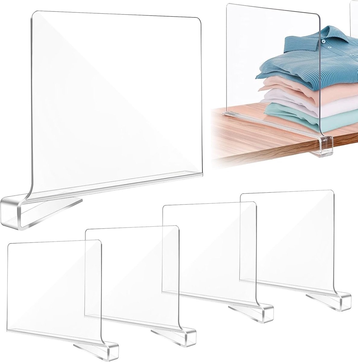 Luvetrex Transparante Acryl Kastverdelers voor Optimaal Ruimtegebruik in Slaapkamer en Keuken