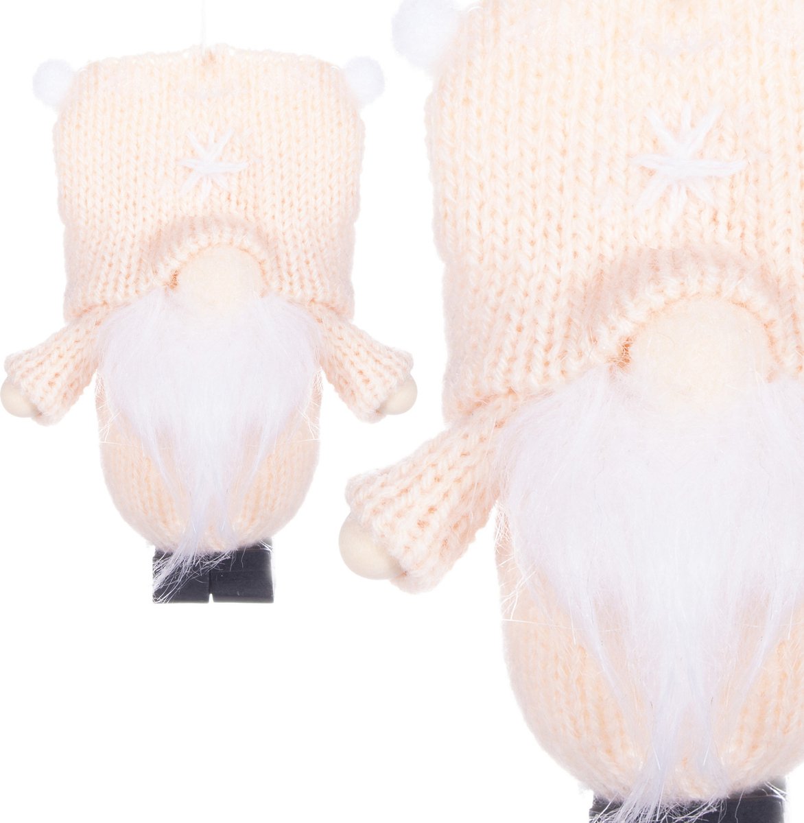 Springos Kerstkabouter - Kersthanger - Kerstdwerg - Kerstversiering - Crème - 8 cm
