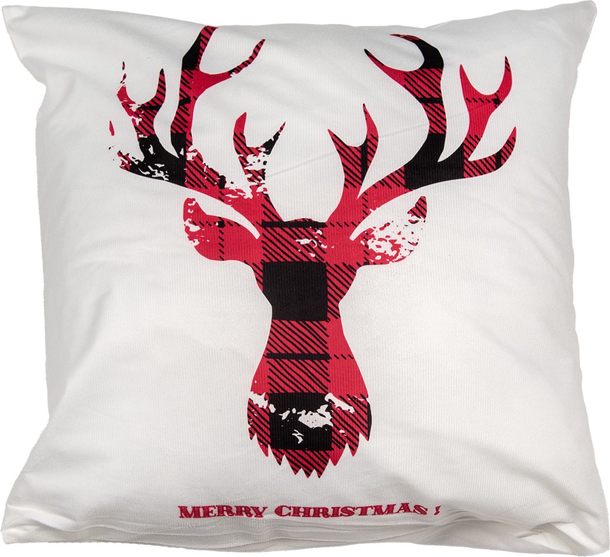 Clayre & Eef Kussenhoes 45x45 cm Wit Rood Polyester Rendier