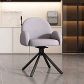Bol.com Gutent Eetkamerstoel Draaistoel Grijs Sneeuwfluweel Stof 1 st met Armleuningen 360° Draaibaar Modern en stijlvol aanbieding