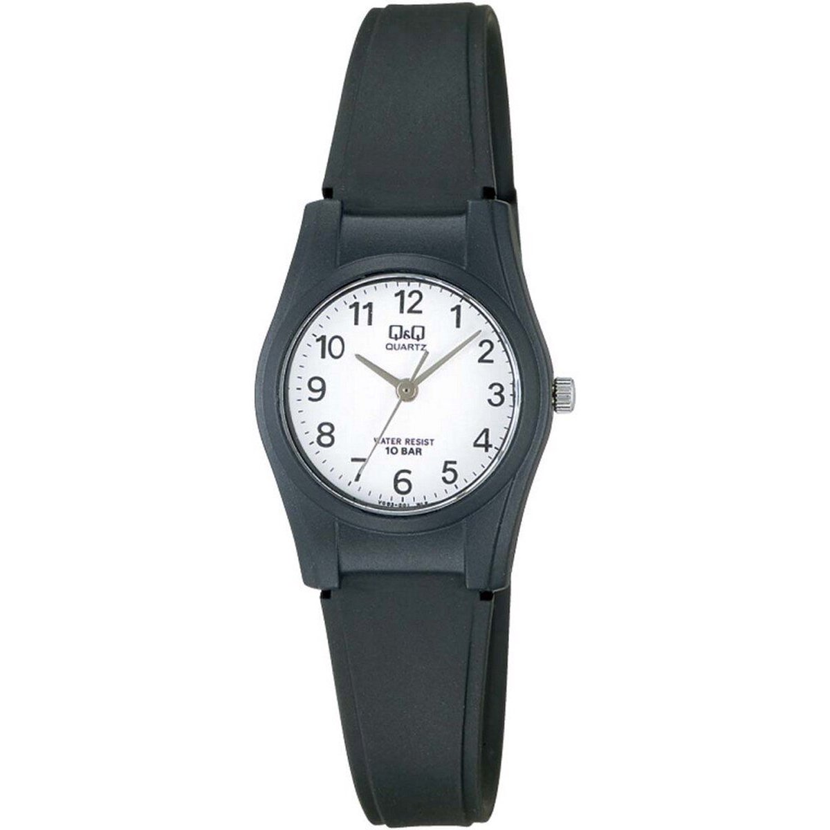 QQ VQ03J001Y - Horloge - Sport - Analoog - Dames - Vrouwen - Plastic band - Rond - Cijfers - Kunststof - Zwart - Wit